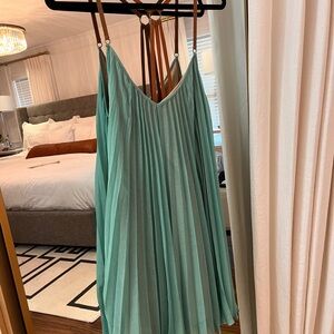 BCBG MAXAZRIA Elegant Teal Pleated Dress